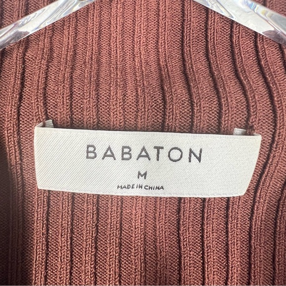 BABATON Medium Rust Brown Ribbed Long Sleeve Top Fitted Long Sleeve Shirt - Picture 8 of 8